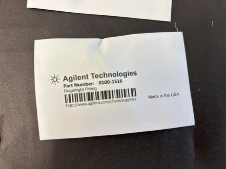 Agilent PEEK HPLC fittingy, utahované rukou, vnitřní průměr 1,6 mm (1/16"), balení po 2 ks, 0100-1516 (Nové)