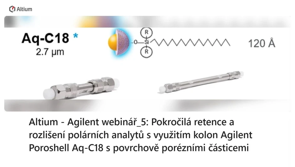 Altium: Pokročilá retence a rozlišení polárních analytů s využitím kolon Agilent Poroshell Aq-C18 s povrchově porézními částicemi
