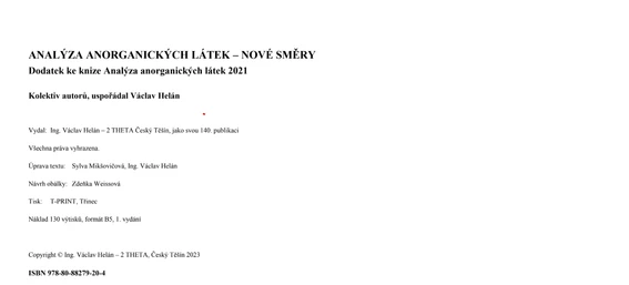 Analýza anorganických látek – nové směry