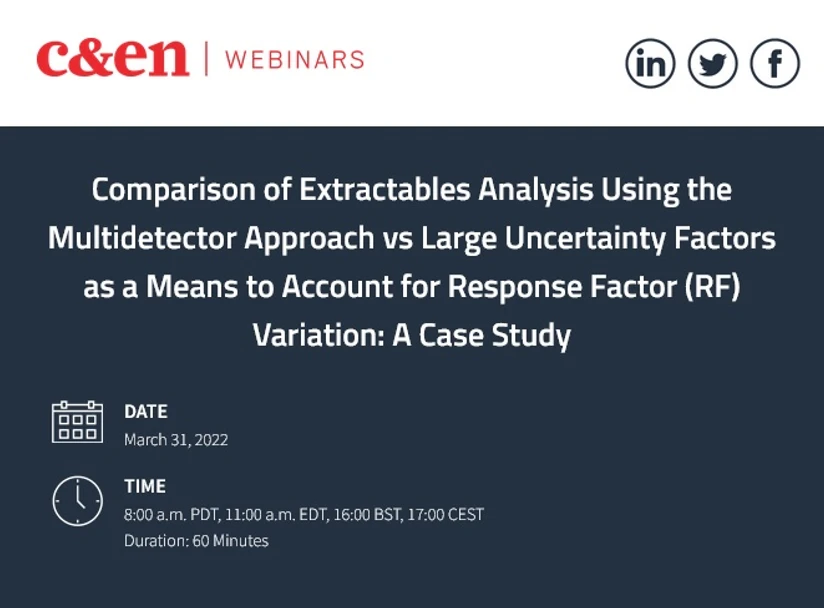C&EN: Comparison of Extractables Analysis Using the Multidetector Approach vs Large Uncertainty Factors as a Means to Account for Response Factor (RF) Variation: A Case Study
