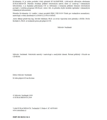 Kvalimetrie 16 - Statistické metody v metrologii a analytické chemii