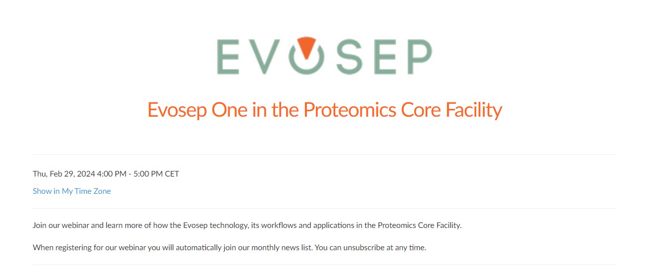 Evosep Biosystems: Evosep One in the Proteomics Core Facility