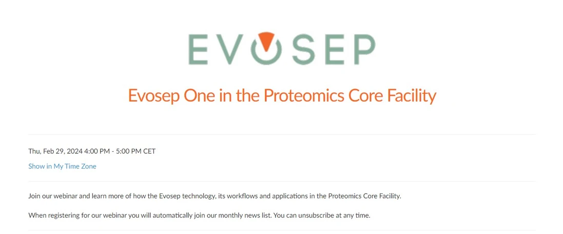Evosep Biosystems: Evosep One in the Proteomics Core Facility