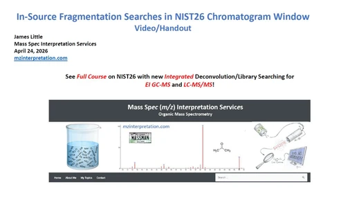 Vyhledávání fragmentů v okně Chromatogram v NIST26