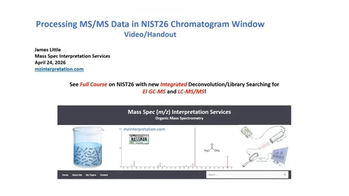 Zpracování LC-MS/MS dat v NIST26 Chromatogram Window