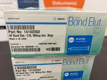 Agilent Bond Elut C18 cartridge, 500 mg, 6 mL, 120 μm, 30/pk, 14102052 (Nový)