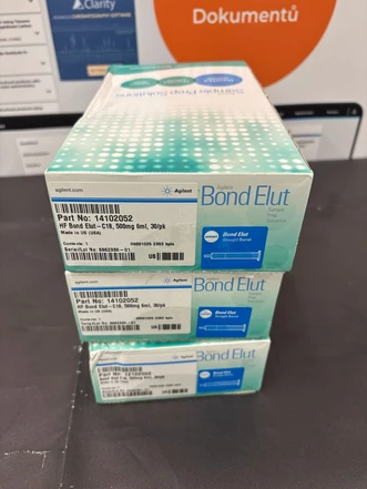 Agilent Bond Elut C18 cartridge, 500 mg, 6 mL, 120 μm, 30/pk, 14102052 (Nový)