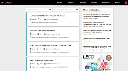 Pracovní pozice - analytická chemie - srpen 2021