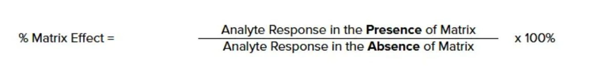 Phenomenex: Vzorec pro výpočet matricového efektu
