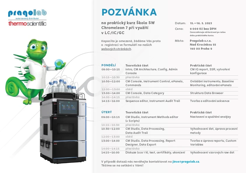 Praktický kurz Škola SW Chromeleon 7 při využití v LC/IC/GC