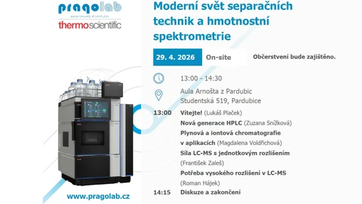 Pozvánka na Pragolab seminář Moderní svět separačních technik a hmotnostní spektrometrie