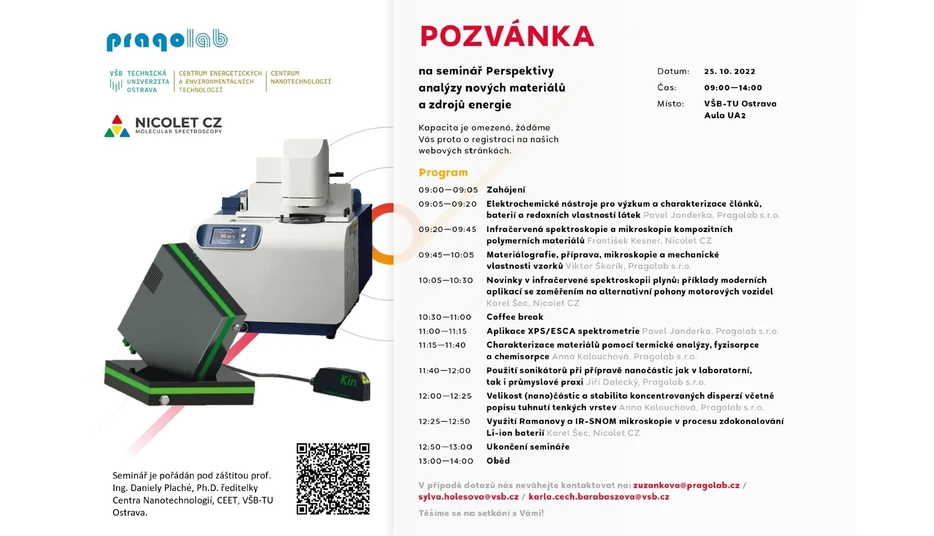 Seminář Perspektivy analýzy nových materiálů a zdrojů energie