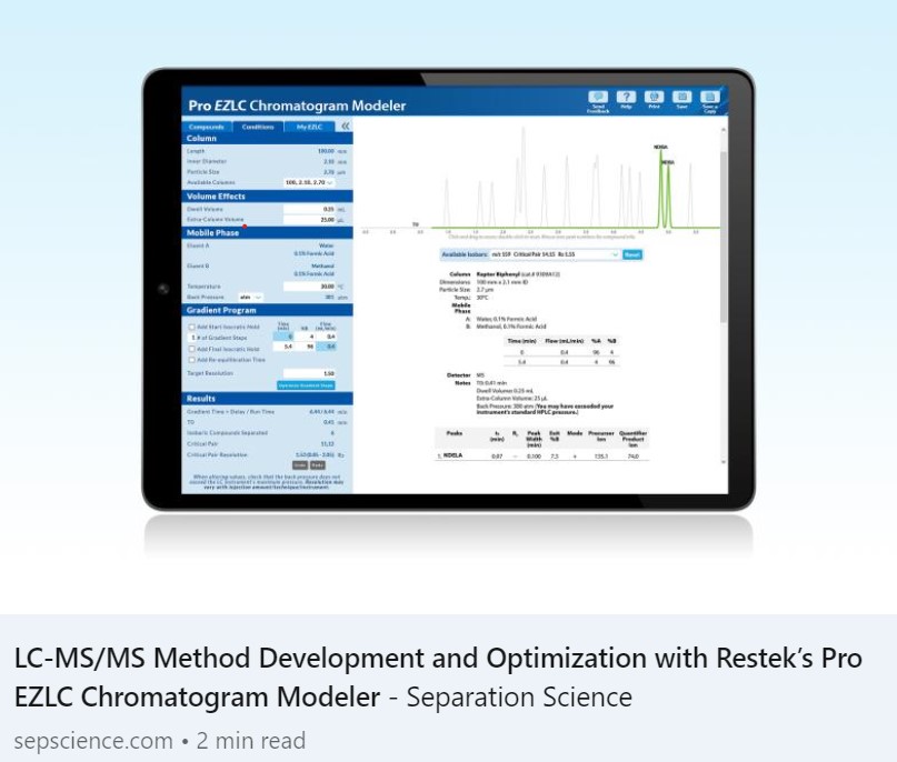 Separation Science: LC-MS/MS Method Development and Optimization with Restek’s Pro EZLC Chromatogram Modeler