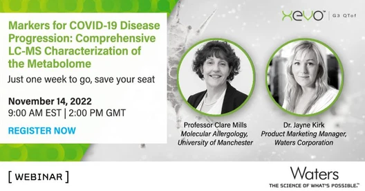 Markers for COVID-19 disease progression: Comprehensive LC-MS characterization of the metabolome with the Xevo G3 QTof