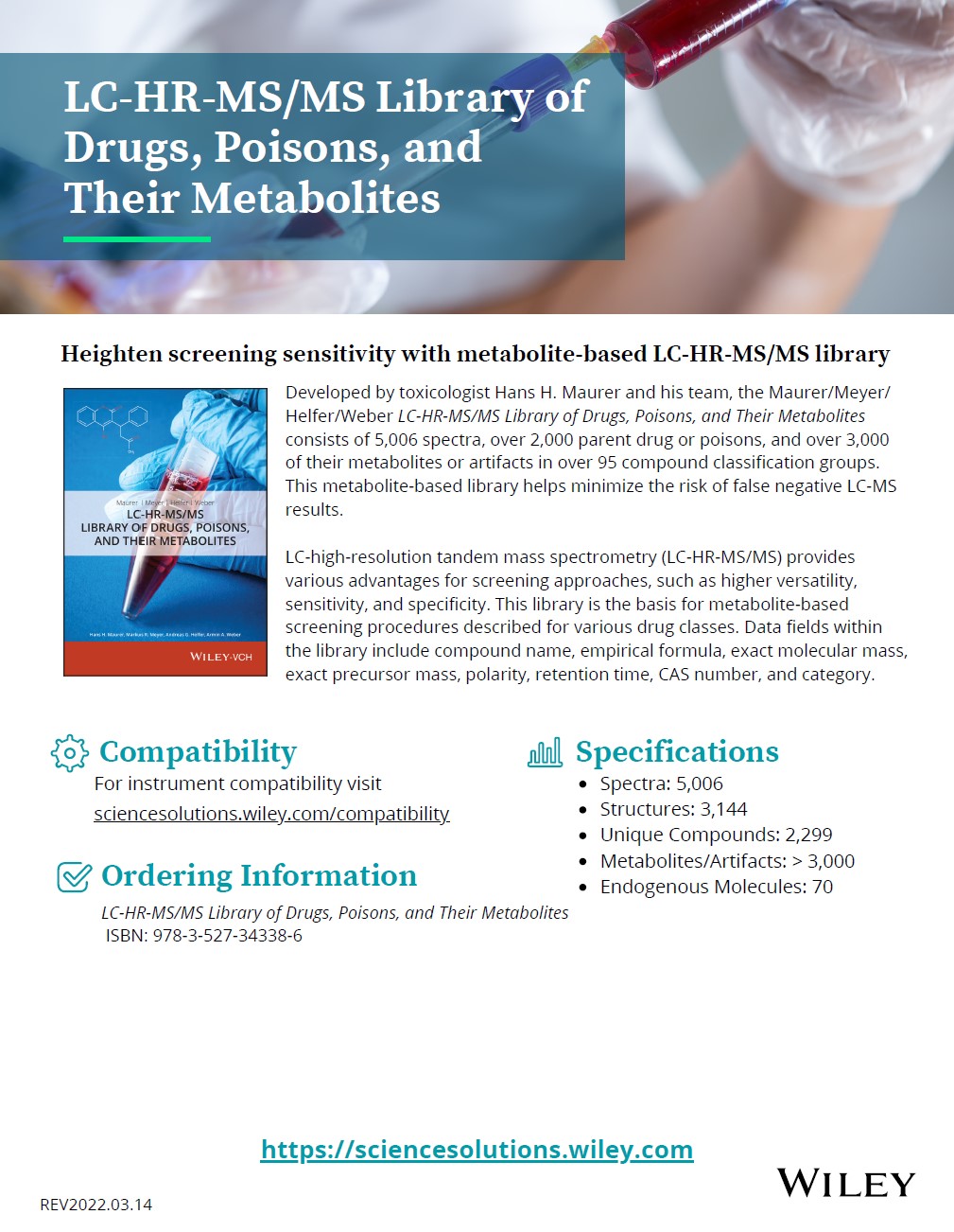 Wiley LC-HR-MS/MS knihovna drog, jedů a jejich metabolitů