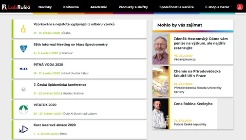 NOVÁ Sekce NEJBLIŽŠÍ AKCE - přehledný seznam seminářů, konferencí, školení v oblasti analytické chemie